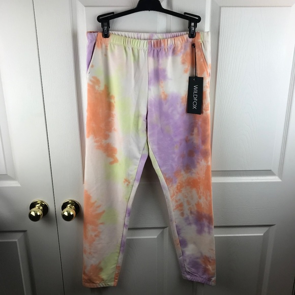Wildfox Sherbert Wash Jogger Sweatpants Tie Dye - Picture 1 of 4